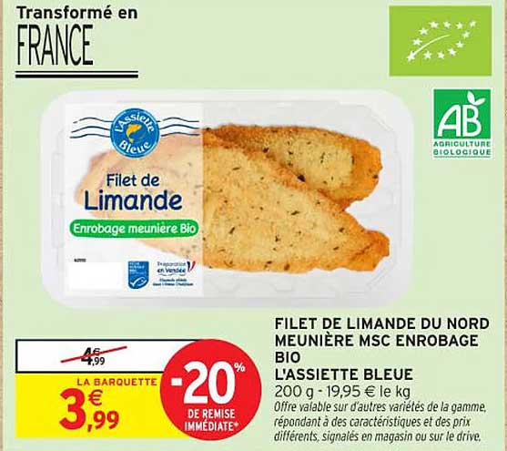 FILET DE LIMANDE DU NORD MEUNIÈRE MSC ENROBAGE BIO