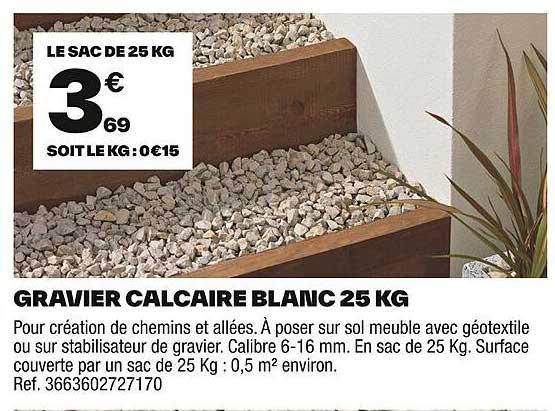 GRAVIER CALCAIRE BLANC 25 KG