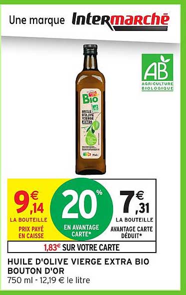 HUILE D'OLIVE VIERGE EXTRA BIO BOUTON D'OR