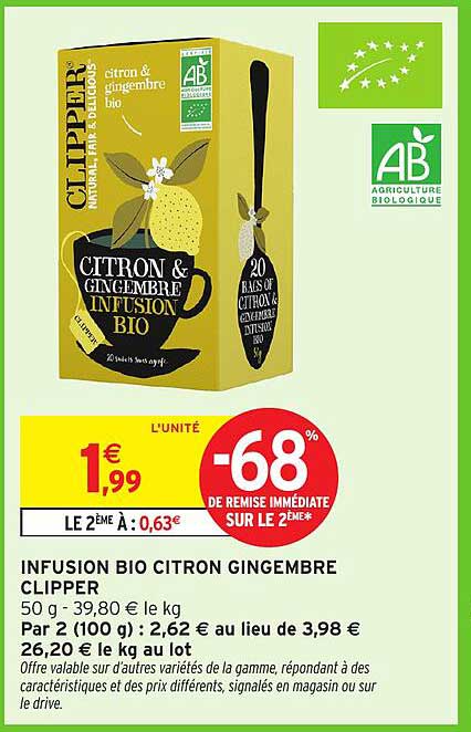 INFUSION BIO CITRON GINGEMBRE CLIPPER