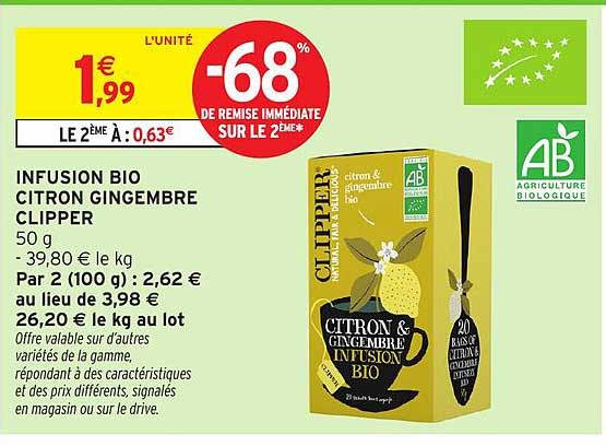 INFUSION BIO CITRON GINGEMBRE CLIPPER
