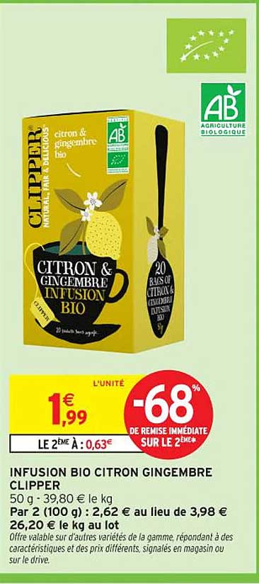 INFUSION BIO CITRON GINGEMBRE CLIPPER