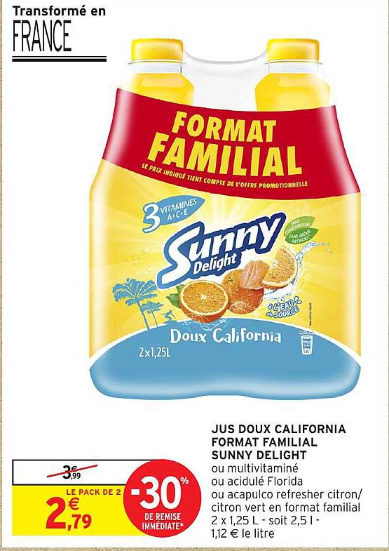 JUS DOUX CALIFORNIA FORMAT FAMILIAL SUNNY DELIGHT