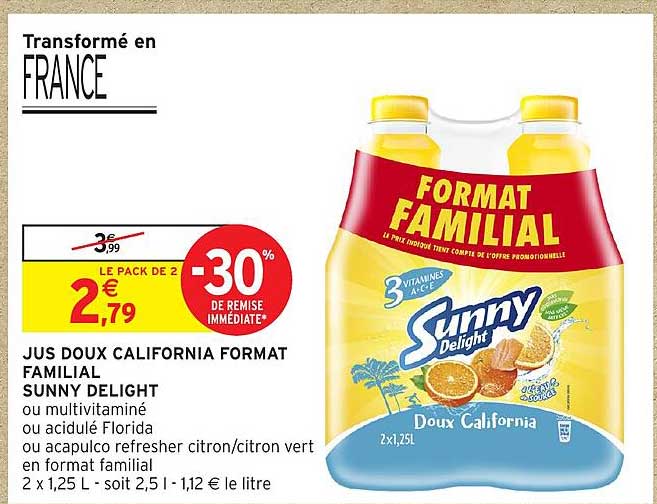JUS DOUX CALIFORNIA FORMAT FAMILIAL SUNNY DELIGHT