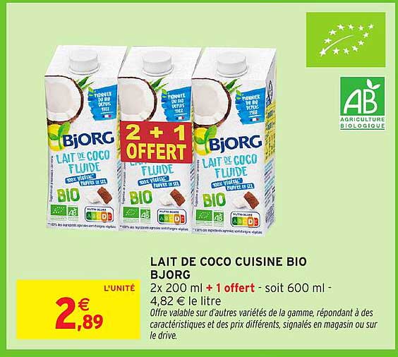 LAIT DE COCO CUISINE BIO BJORG