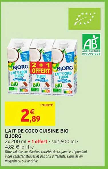 LAIT DE COCO CUISINE BIO BJORG