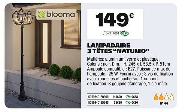 LAMPADAIRE 3 TÊTES “NATUMO”
