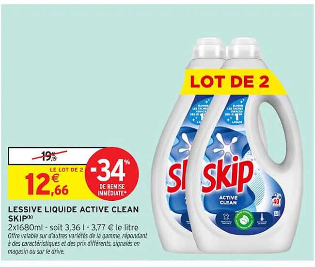 LESSIVE LIQUIDE ACTIVE CLEAN SKIP