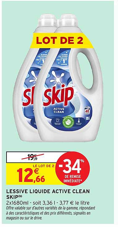 LESSIVE LIQUIDE ACTIVE CLEAN SKIP