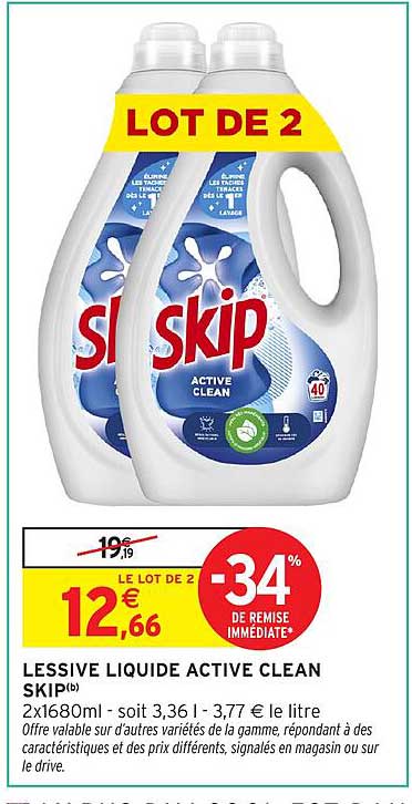 LESSIVE LIQUIDE ACTIVE CLEAN SKIP