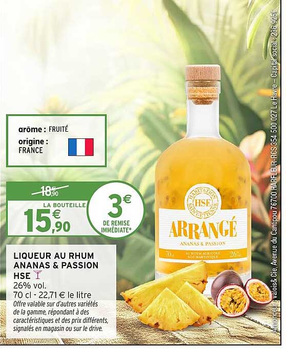 LIQUEUR AU RHUM ANANAS & PASSION HSE