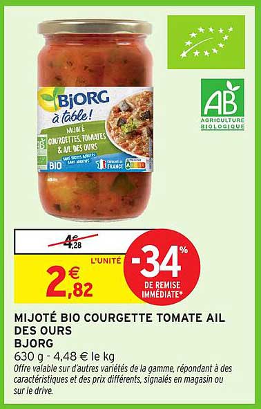 MIJOTÉ BIO COURGETTE TOMATE AIL DES OURS