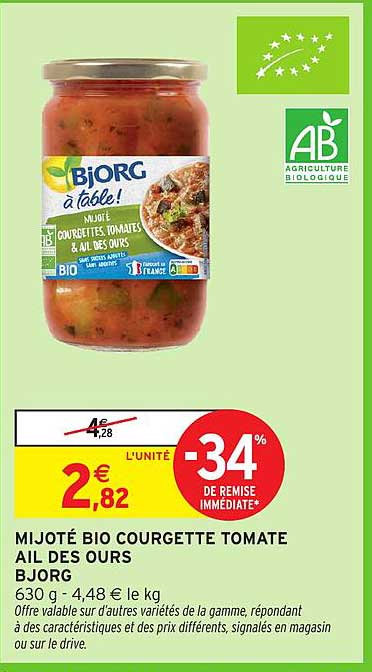 MIJOTÉ BIO COURGETTE TOMATE AIL DES OURS