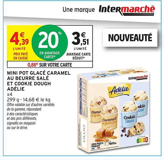 MINI POT GLACÉ CARAMEL AU BEURRE SALÉ ET COOKIE DOUGH ADÉLIE