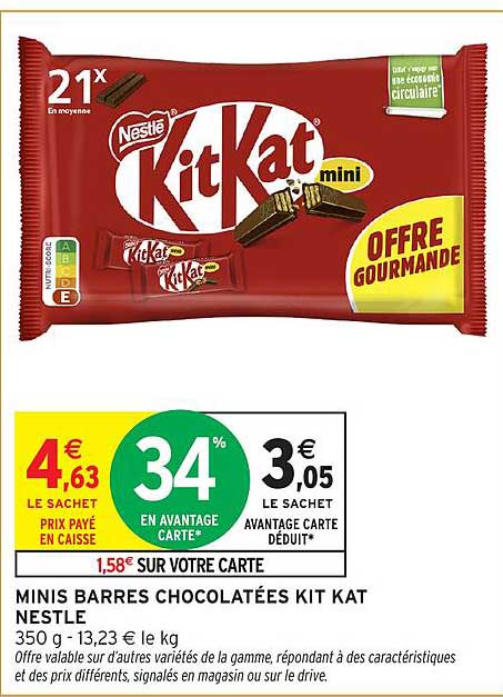 MINIS BARRES CHOCOLATÉES KIT KAT NESTLE