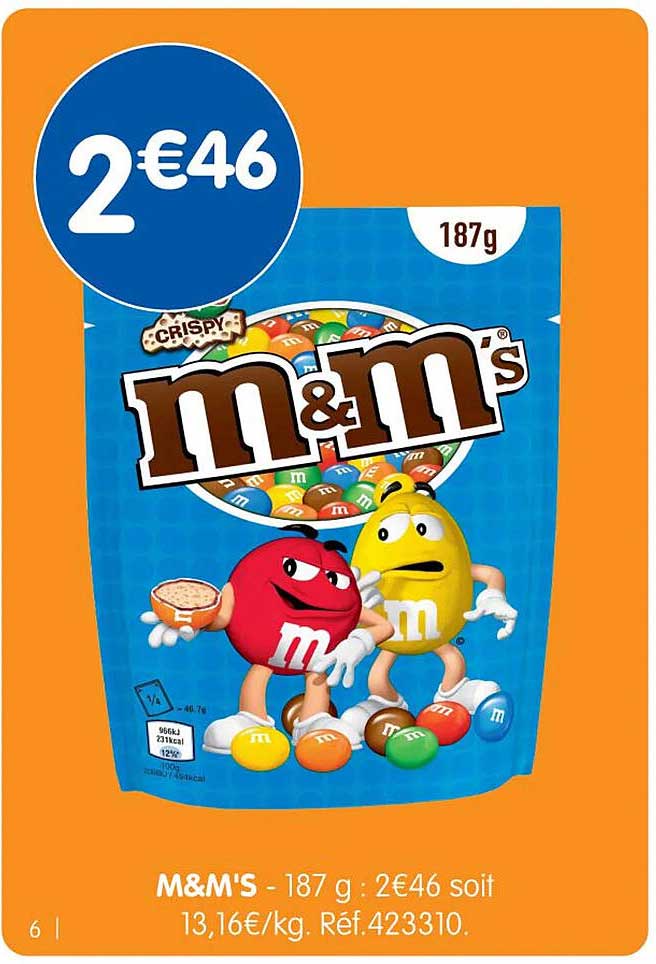 M&M'S - 187 g : 2€46 soit 13,16€/kg