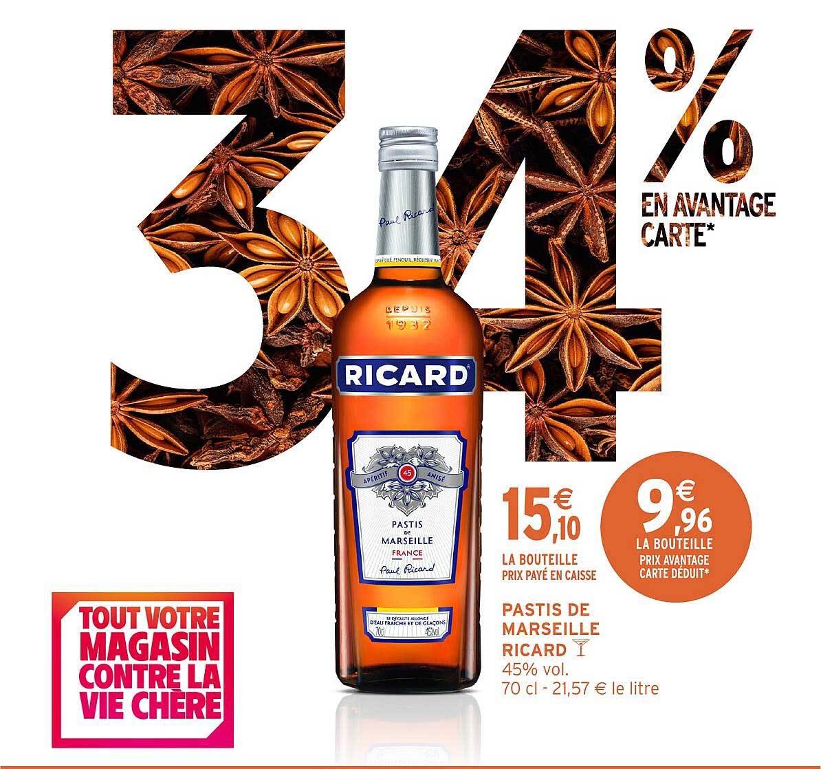 Pastis de Marseille Ricard 45% vol