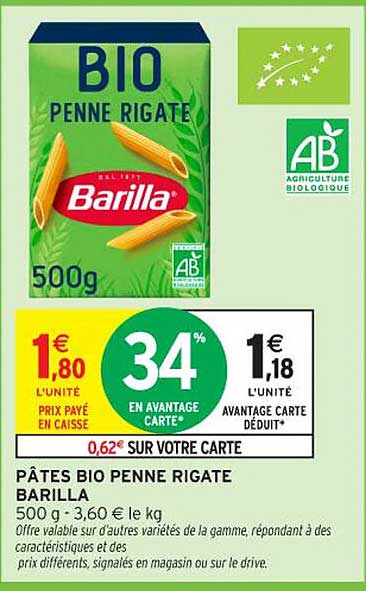 PÂTES BIO PENNE RIGATE BARILLA