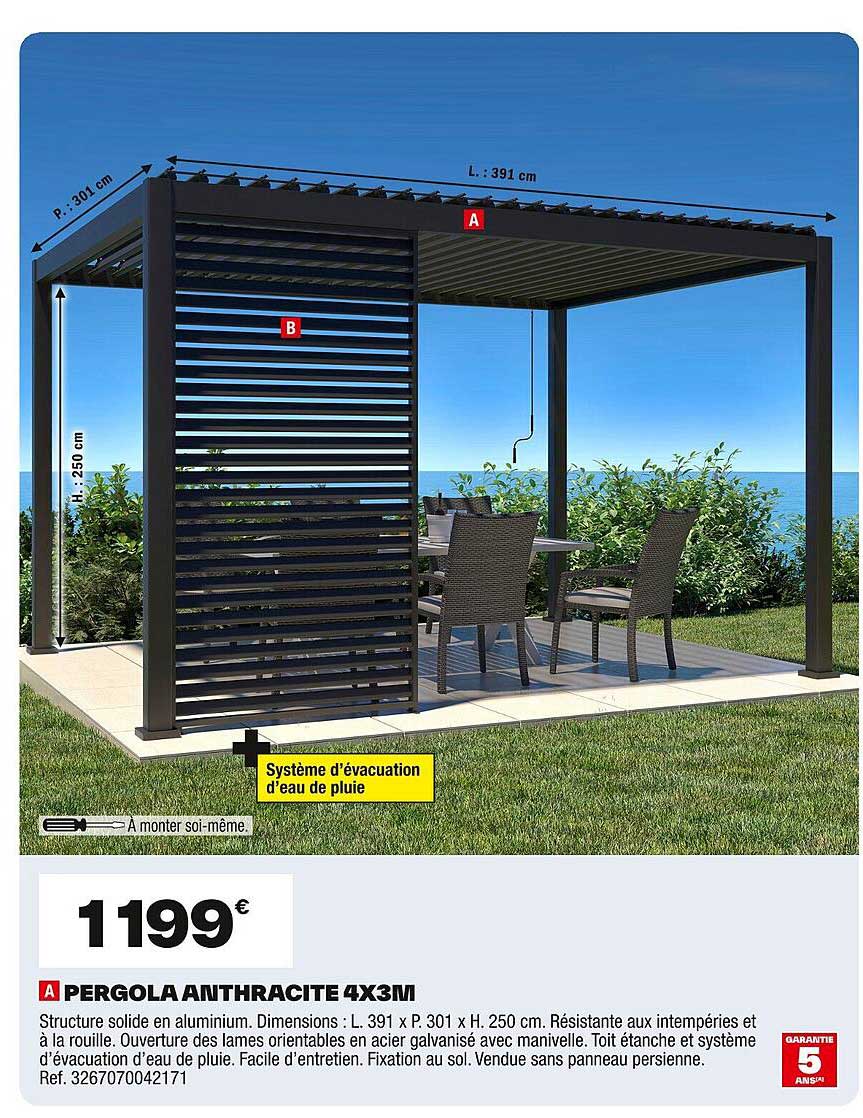 PERGOLA ANTHRACITE 4X3M