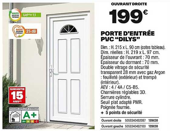 PORTE D’ENTRÉE PVC “DILYS”