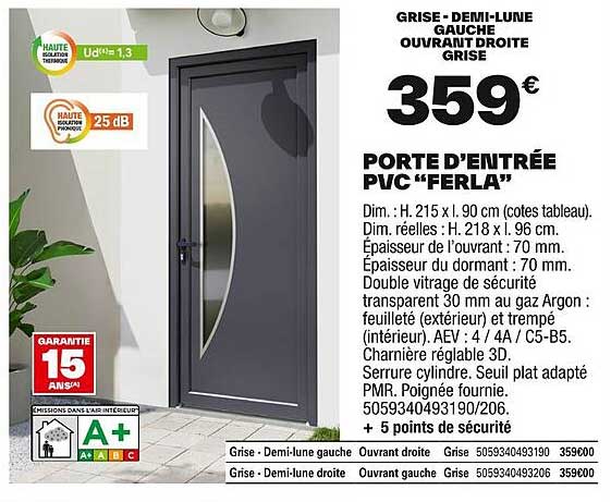 PORTE D'ENTRÉE PVC "FERLA"