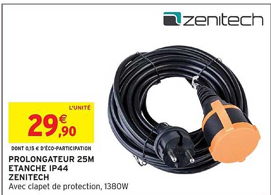 PROLONGATEUR 25M ETANCHE IP44 ZENITECH