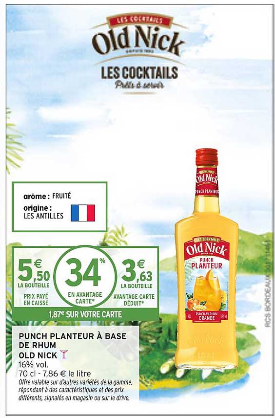 PUNCH PLANTEUR À BASE DE RHUM OLD NICK