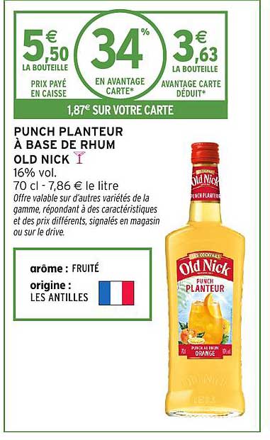 PUNCH PLANTEUR À BASE DE RHUM OLD NICK