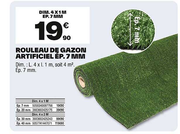 ROULEAU DE GAZON ARTIFICIEL EP. 7 MM