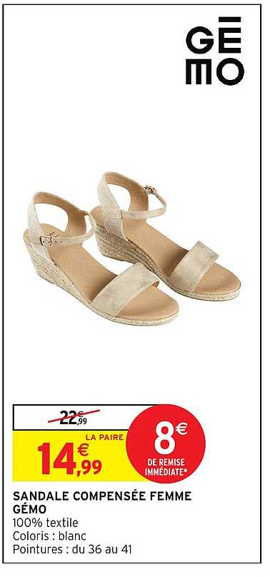 SANDALE COMPENSÉE FEMME GÉMO