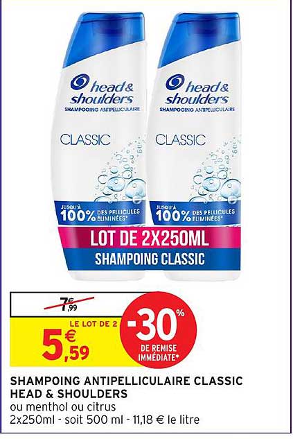 SHAMPOING ANTIPELLICULAIRE CLASSIC HEAD & SHOULDERS