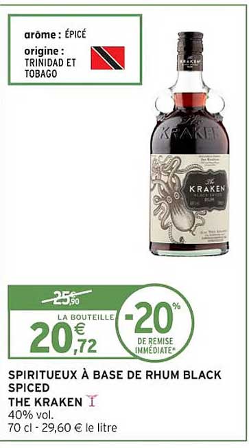 SPIRITUEUX À BASE DE RHUM BLACK SPICED THE KRAKEN