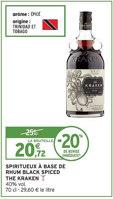SPIRITUEUX À BASE DE RHUM BLACK SPICED THE KRAKEN