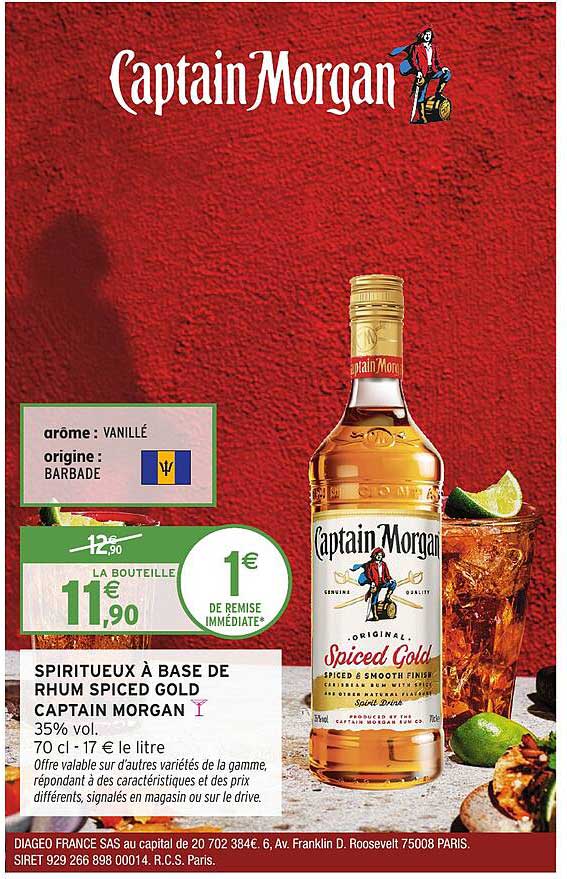 Spiritueux à base de Rhum Spiced Gold Captain Morgan