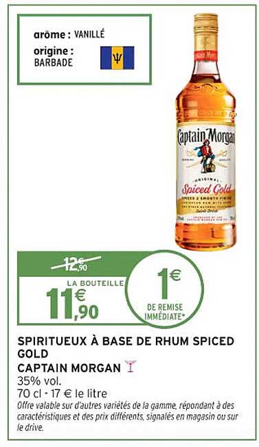 SPIRITUEUX À BASE DE RHUM SPICED GOLD CAPTAIN MORGAN