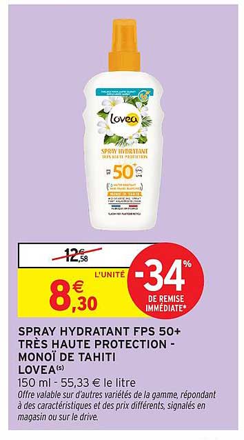 SPRAY HYDRATANT FPS 50+ TRÈS HAUTE PROTECTION - MONOI DE TAHITI LOVEA