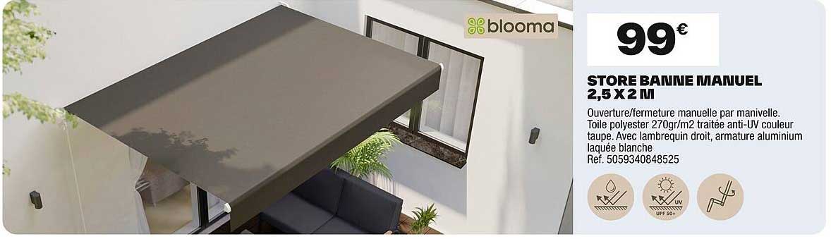 STORE BANNE MANUEL 2,5 X 2 M