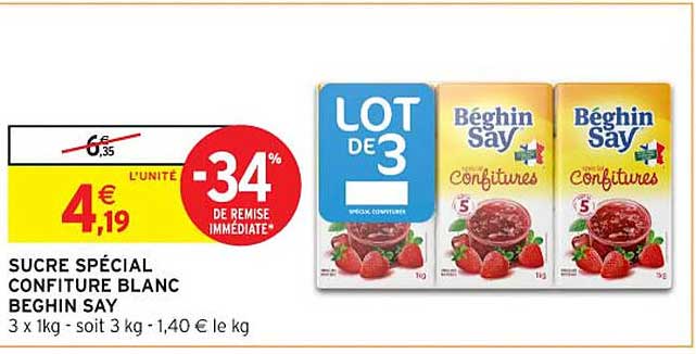 SUCRE SPÉCIAL CONFITURE BLANC BEGHIN SAY