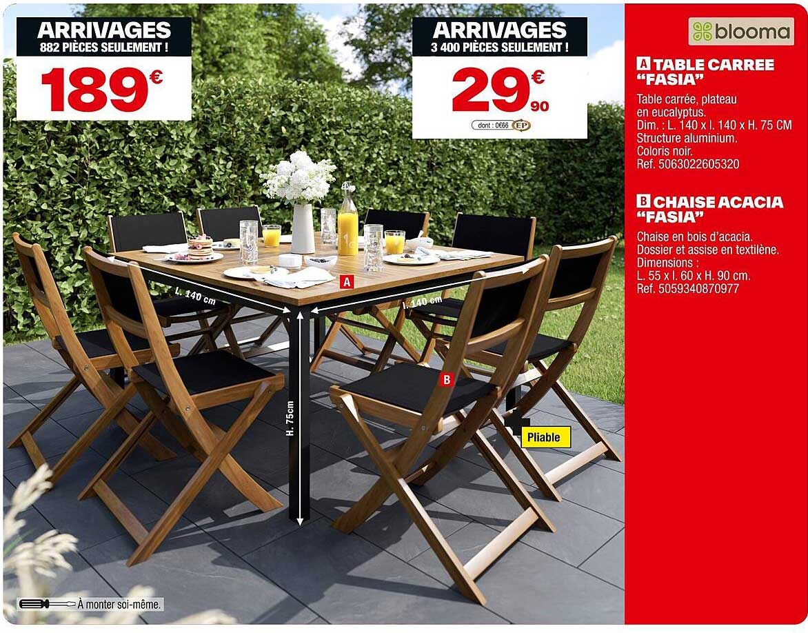 Table carrée "FASIA" - 29,90 €