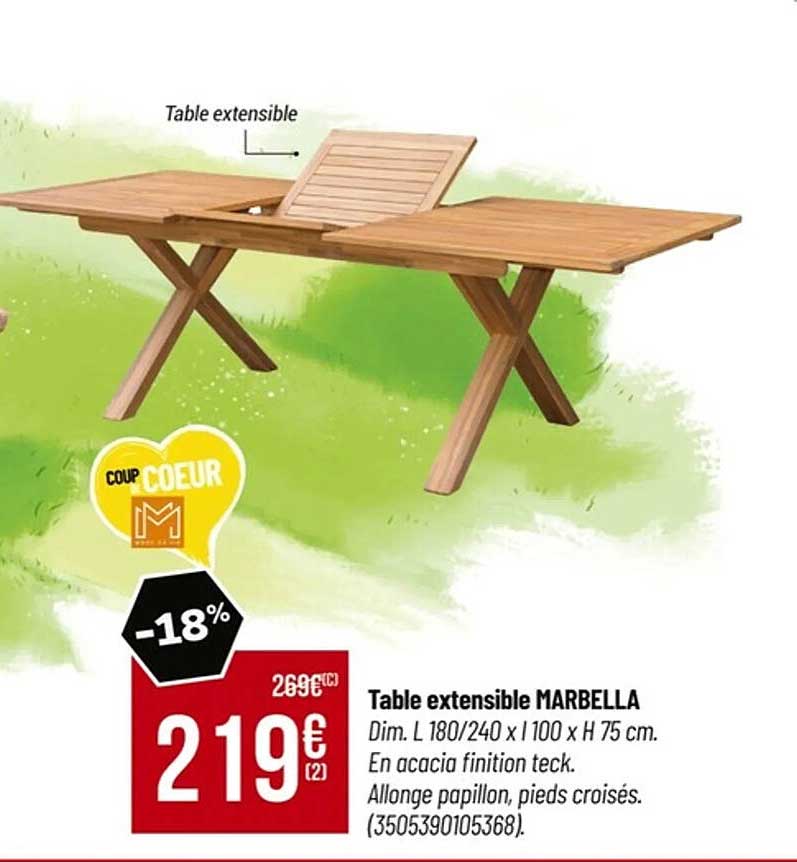 Table extensible MARBELLA