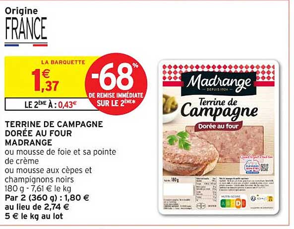 TERRINE DE CAMPAGNE DORÉE AU FOUR MADRANGE