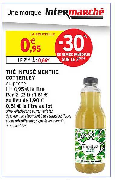 THÉ INFUSÉ MENTHE COTTERLEY ou pêche
