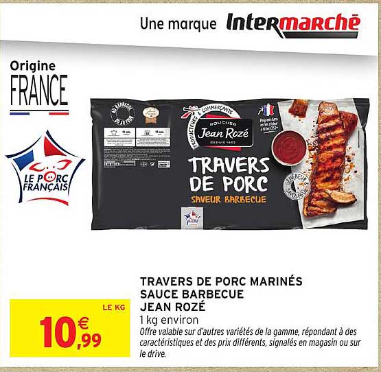 TRAVERS DE PORC MARINÉS SAUCE BARBECUE JEAN ROZÉ