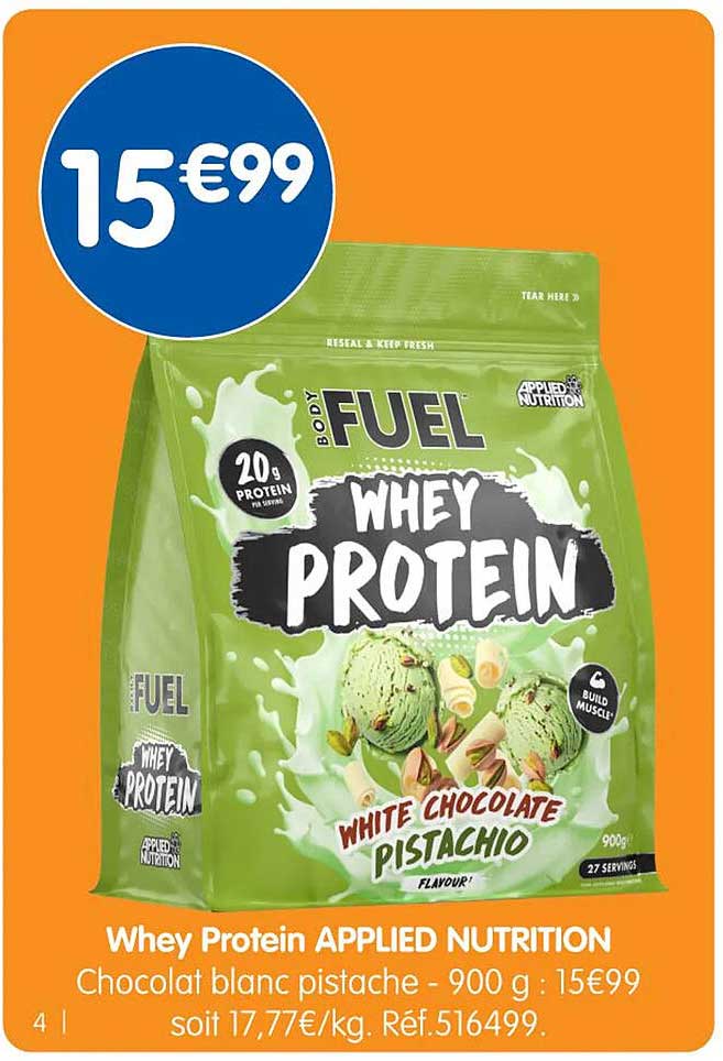 Whey Protein APPLIED NUTRITION - Chocolat blanc pistache - 900 g