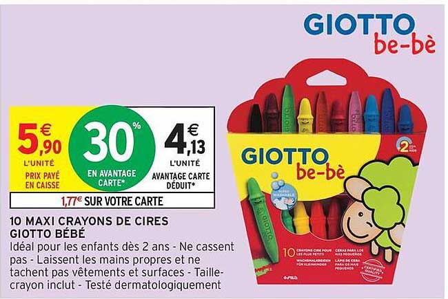 10 MAXI CRAYONS DE CIRES GIOTTO BÉBÉ