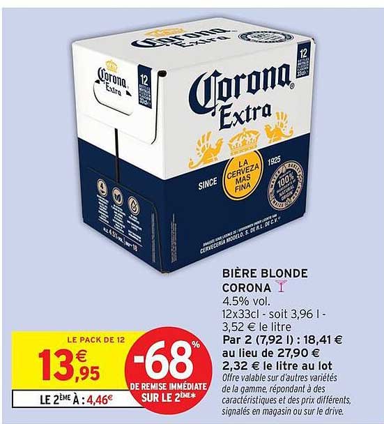 BIÈRE BLONDE CORONA 4.5% vol. 12x33cl