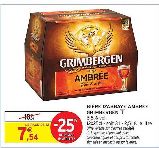 BIÈRE D'ABBAYE AMBRÉE GRIMBERGEN