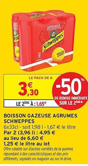 BOISSON GAZEUSE AGRUMES SCHWEPPES