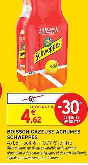 BOISSON GAZEUSE AGRUMES SCHWEPPES