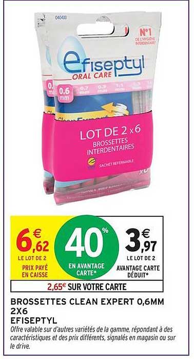 BROSSETTES CLEAN EXPERT 0,6MM 2X6 EFISEPTYL